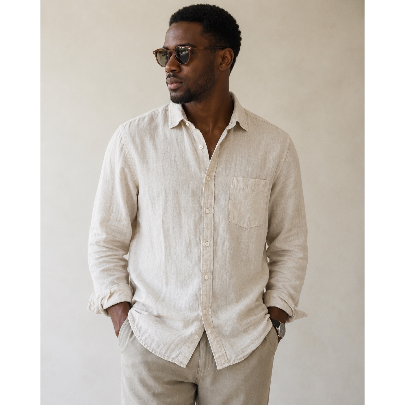 Hartford Alternative Classics 1979 Mens Xxl Linen Button Down Shirt Oatmeal